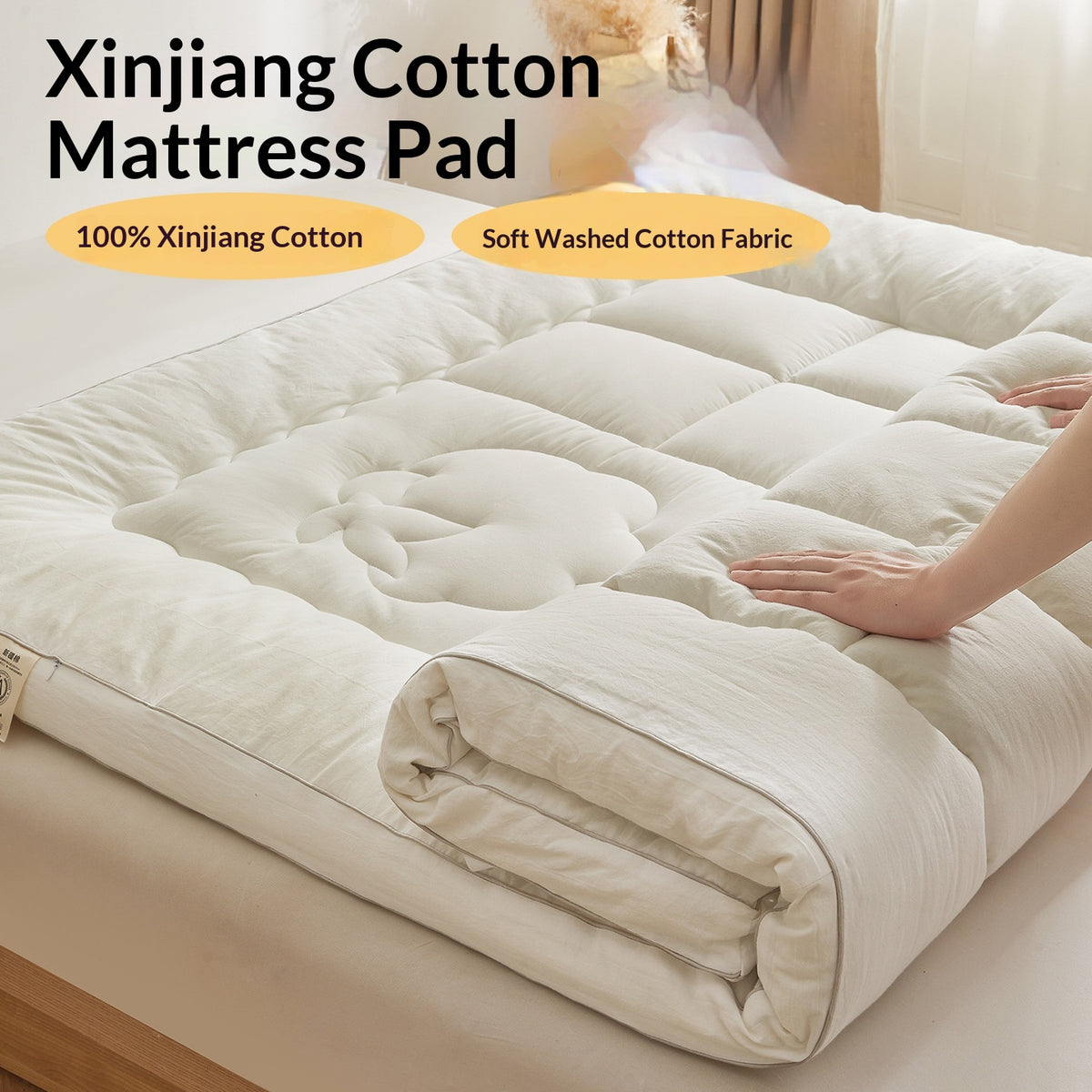 Cotton-Lined Non-Slip Mattress Pad