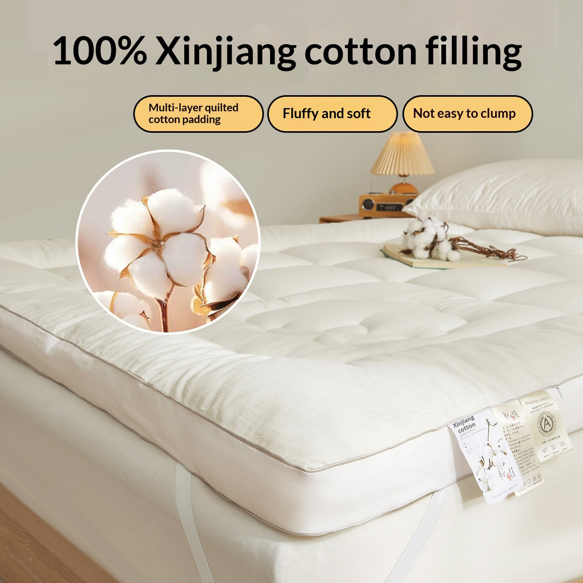 Cotton-Lined Non-Slip Mattress Pad
