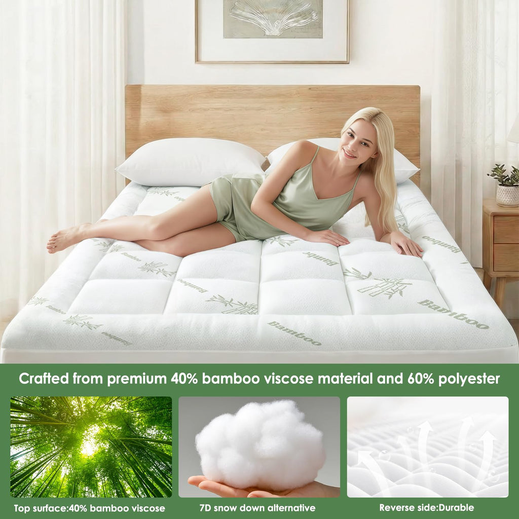 Bamboo Viscose Cooling Mattress Topper — Queen