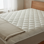 Bamboo fibre cooling mattress pad on a mattress