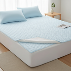 Summer cooling mattress mat laid over a mattress